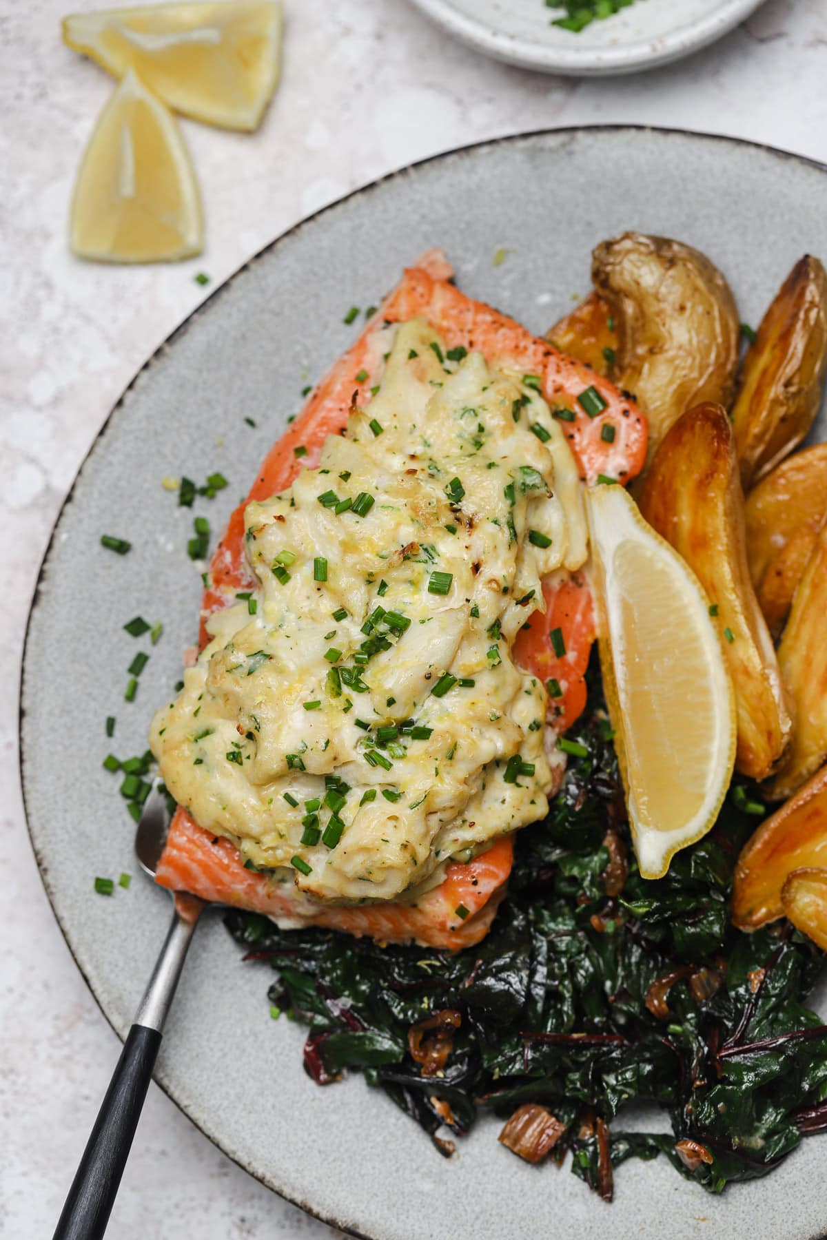 Restaurant-Worthy Crab Stuffed Salmon with Lemon Butter Sauce